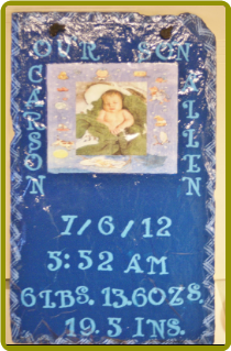 HAND PAINTED SLATE - BIRTH RECORD- CARSON
